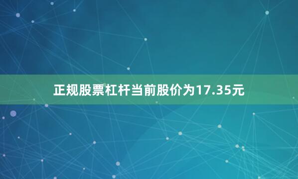 正规股票杠杆当前股价为17.35元