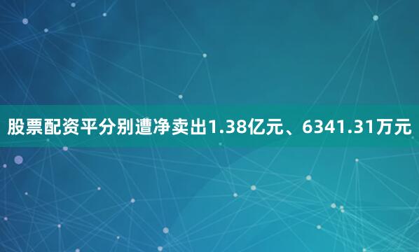 股票配资平分别遭净卖出1.38亿元、6341.31万元