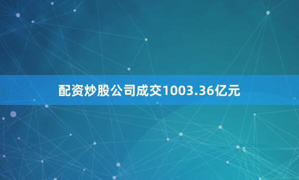 配资炒股公司成交1003.36亿元